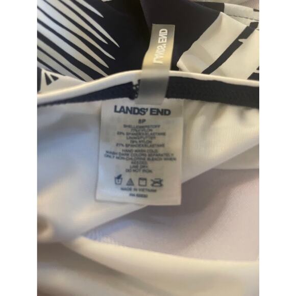 Lands' End Navy Stripe Leaf Tankini Swim Top - Size 8 Petite - Picture 6 of 6